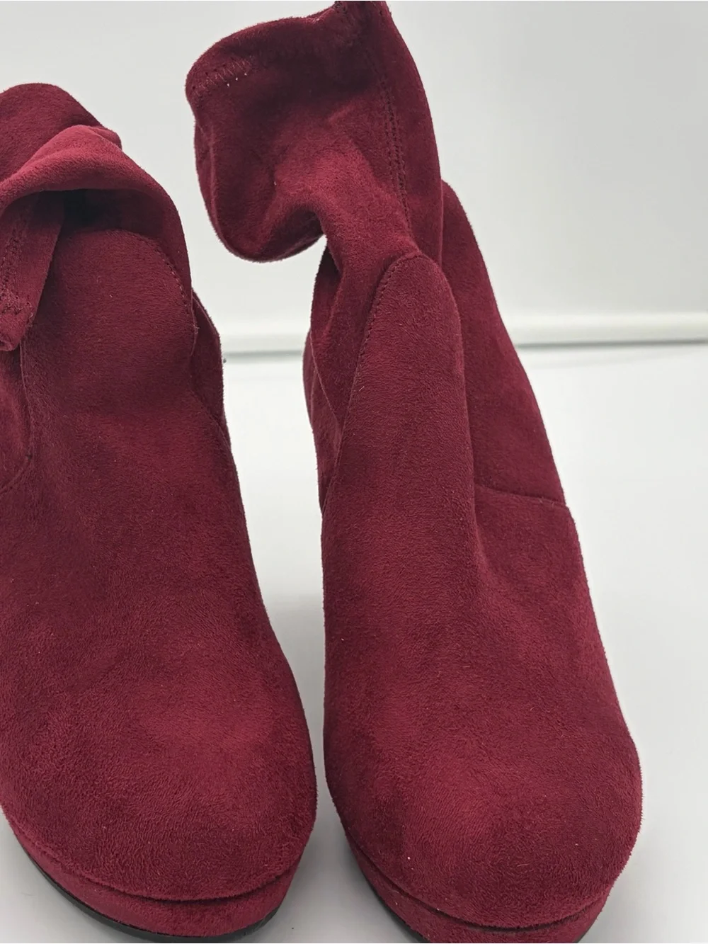 Women's Burgundy Suede Ankle Boots - Stylish Comfort